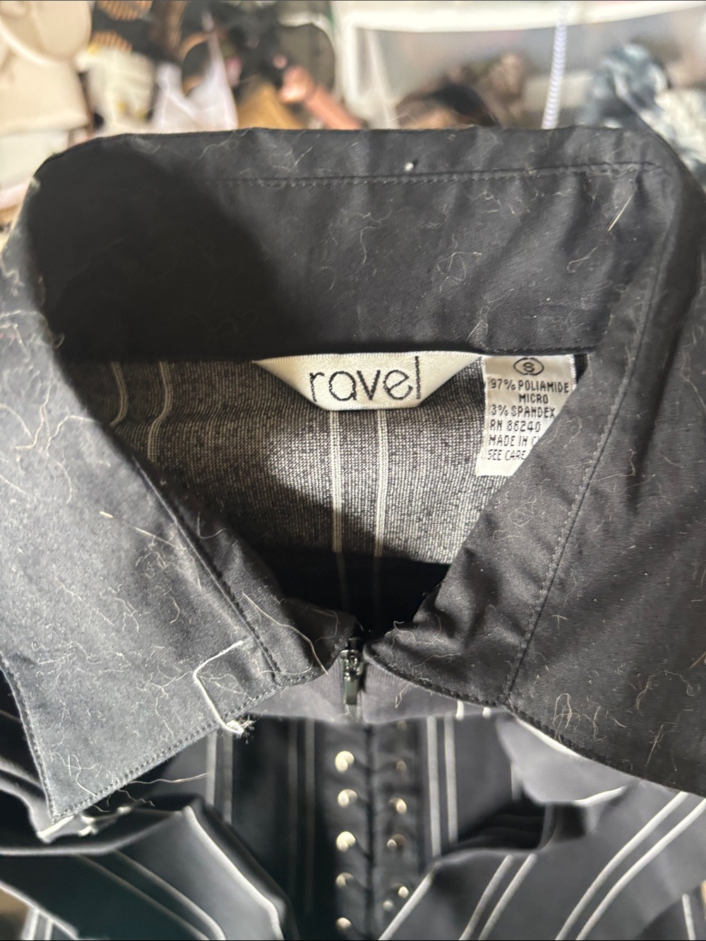 ravel Black Pinstripe Button-Down Shirt with Lace-Up Front - Picture 2 of 2